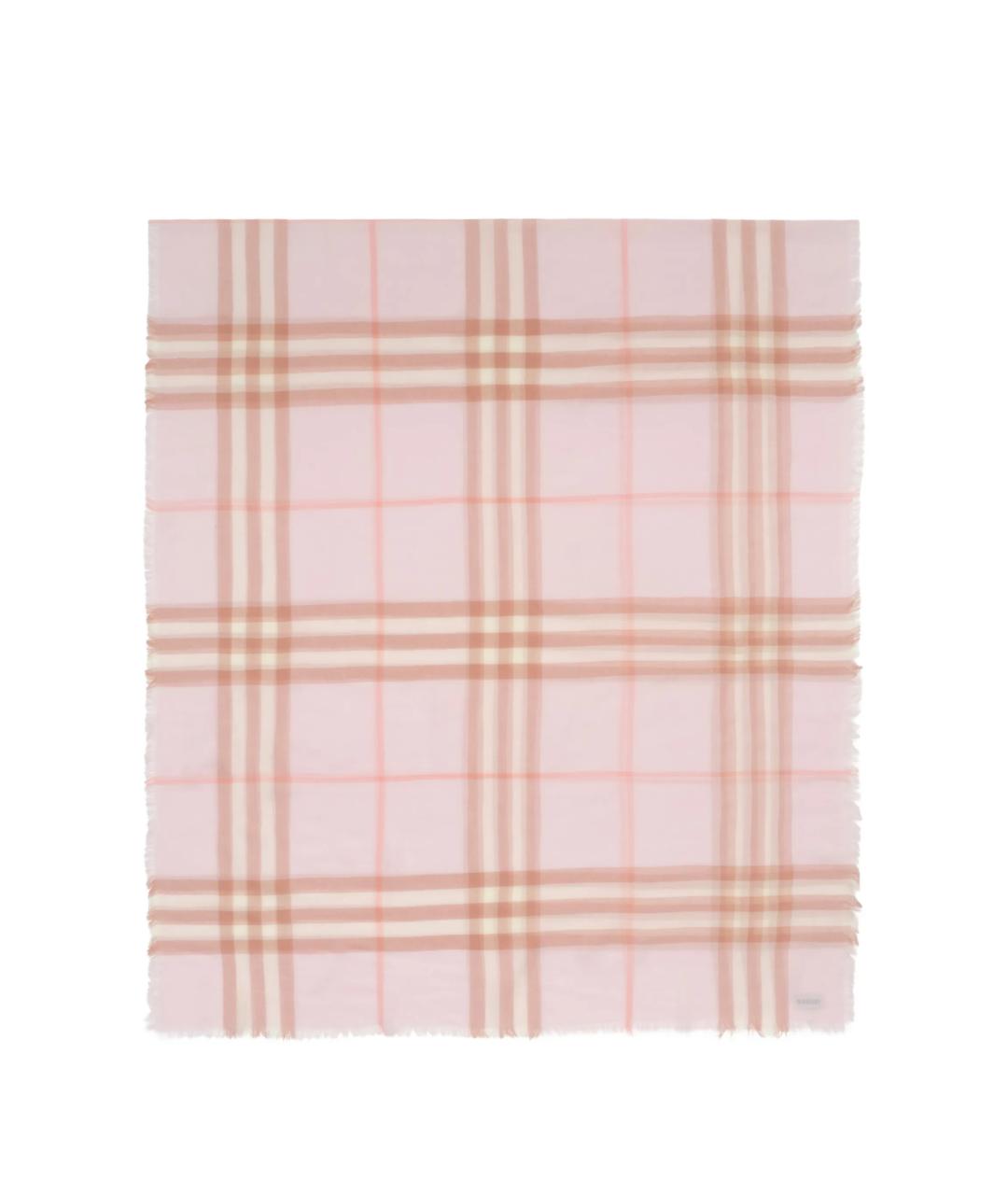 BURBERRY Розовый шерстяной шарф, фото 1