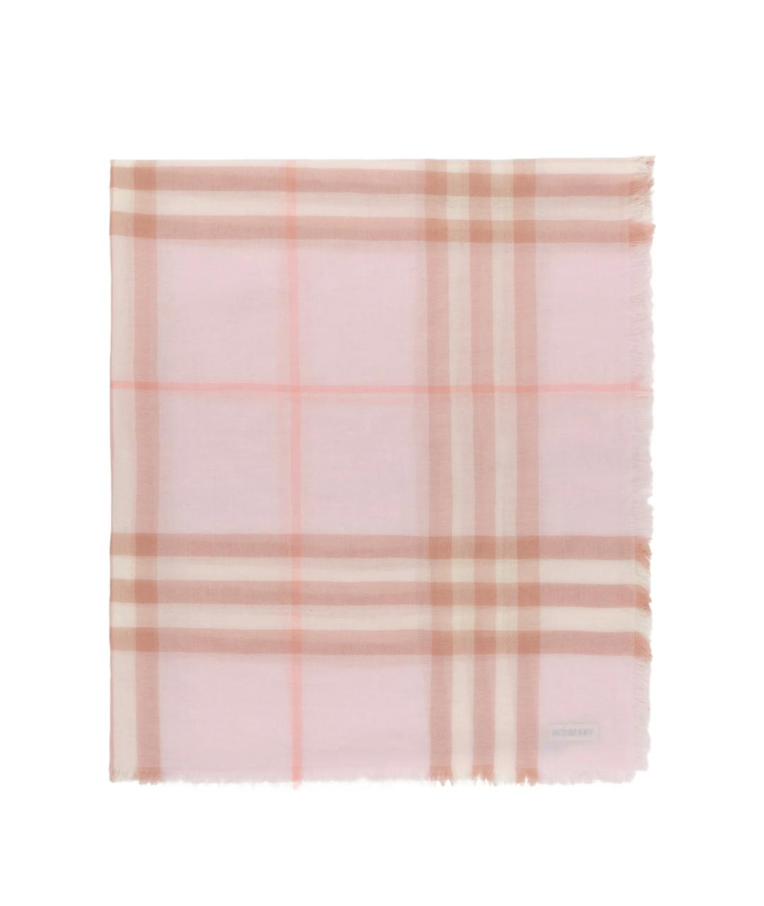 BURBERRY Розовый шерстяной шарф, фото 2