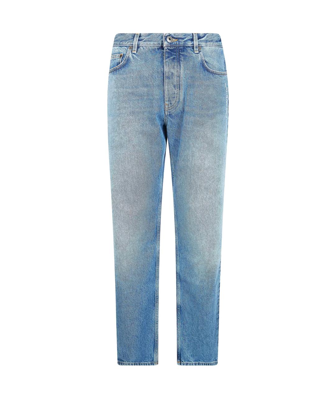 OFF-WHITE Голубые хлопковые прямые джинсы, фото 1