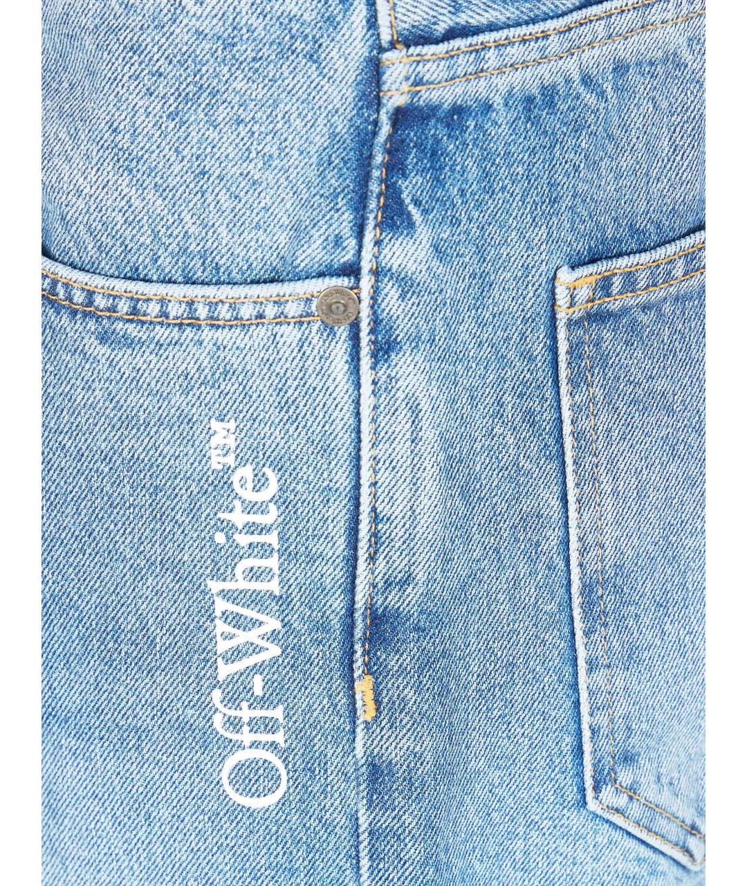 OFF-WHITE Голубые хлопковые прямые джинсы, фото 2