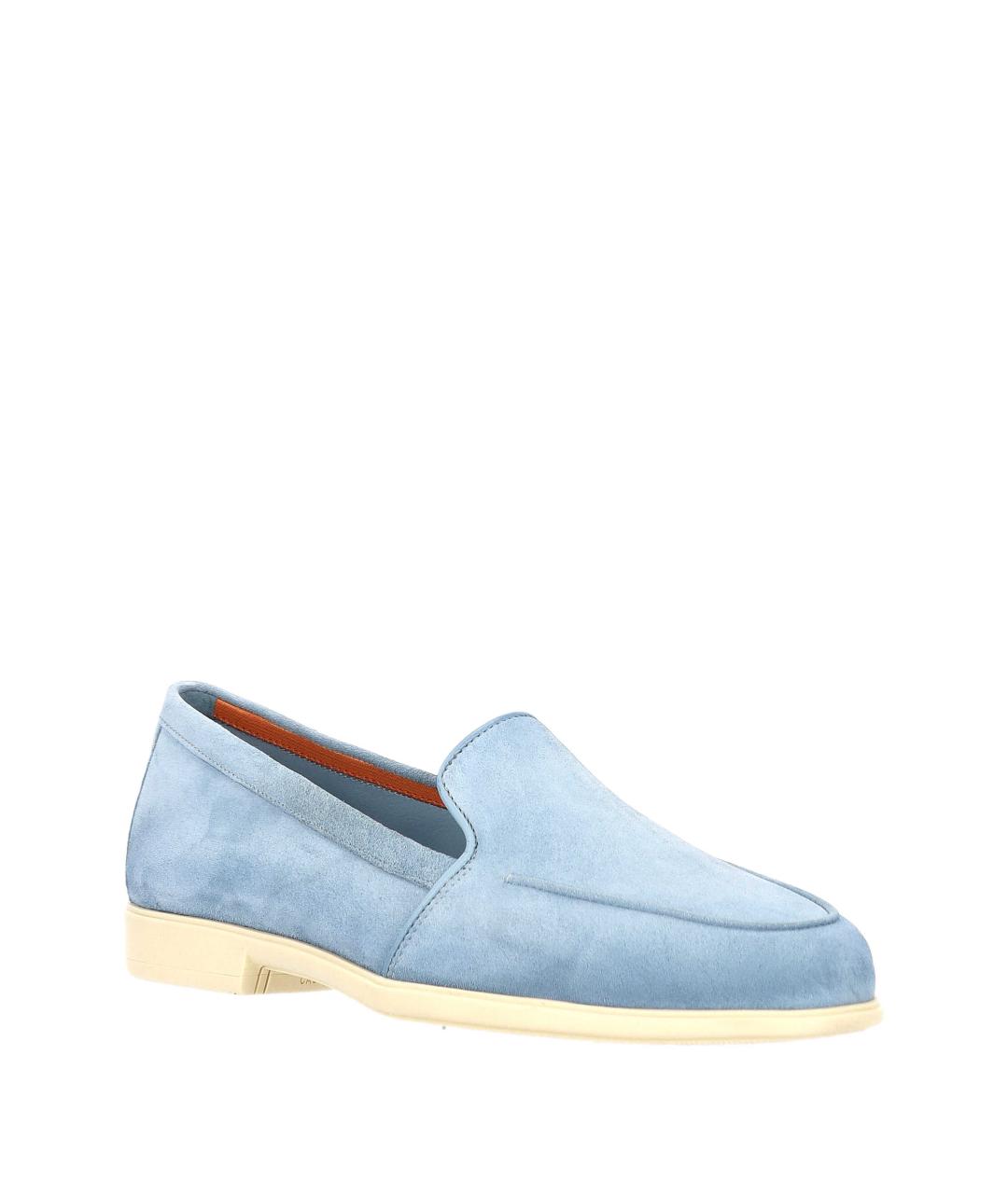 SANTONI Голубые замшевые лоферы, фото 2