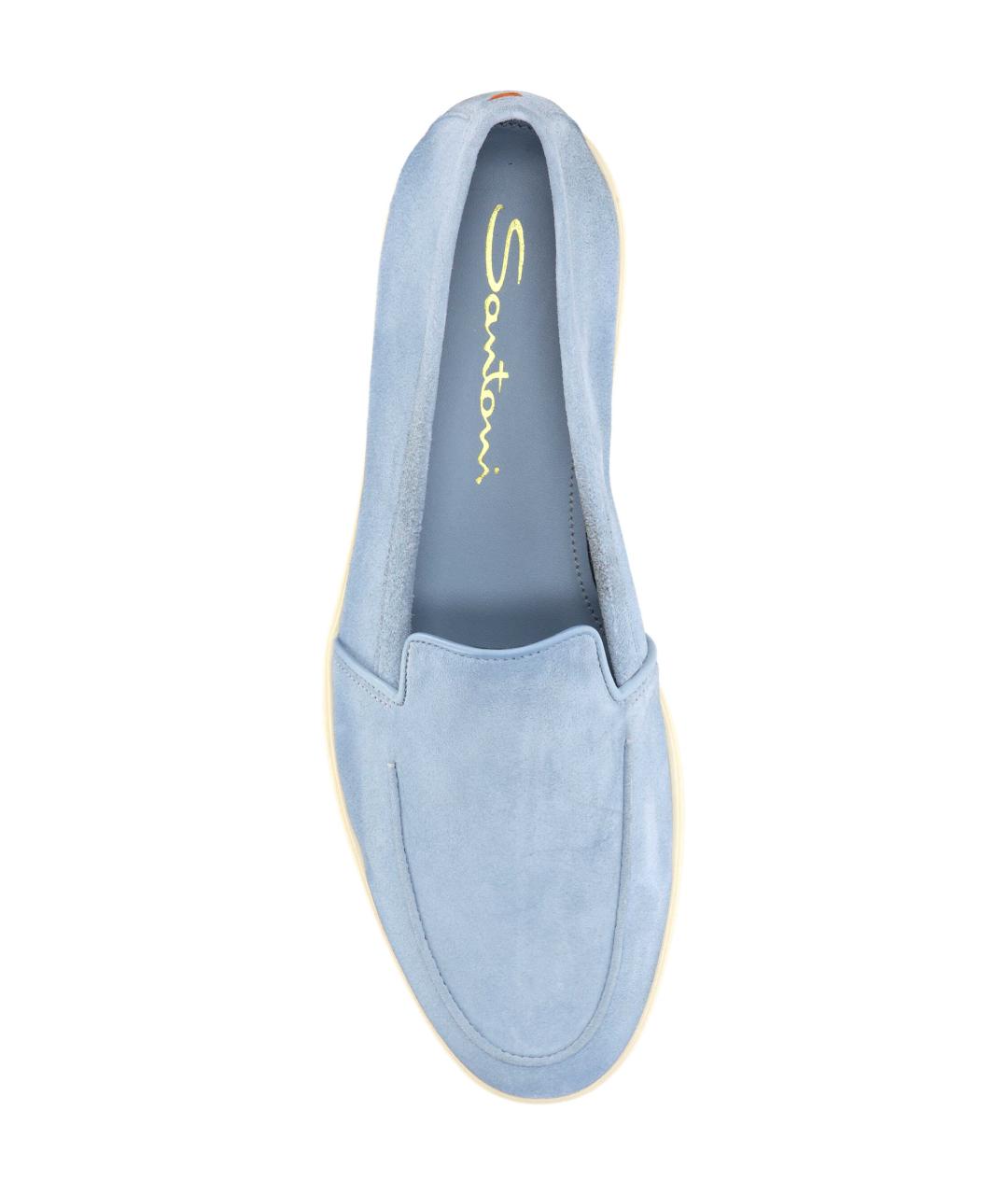 SANTONI Голубые замшевые лоферы, фото 4