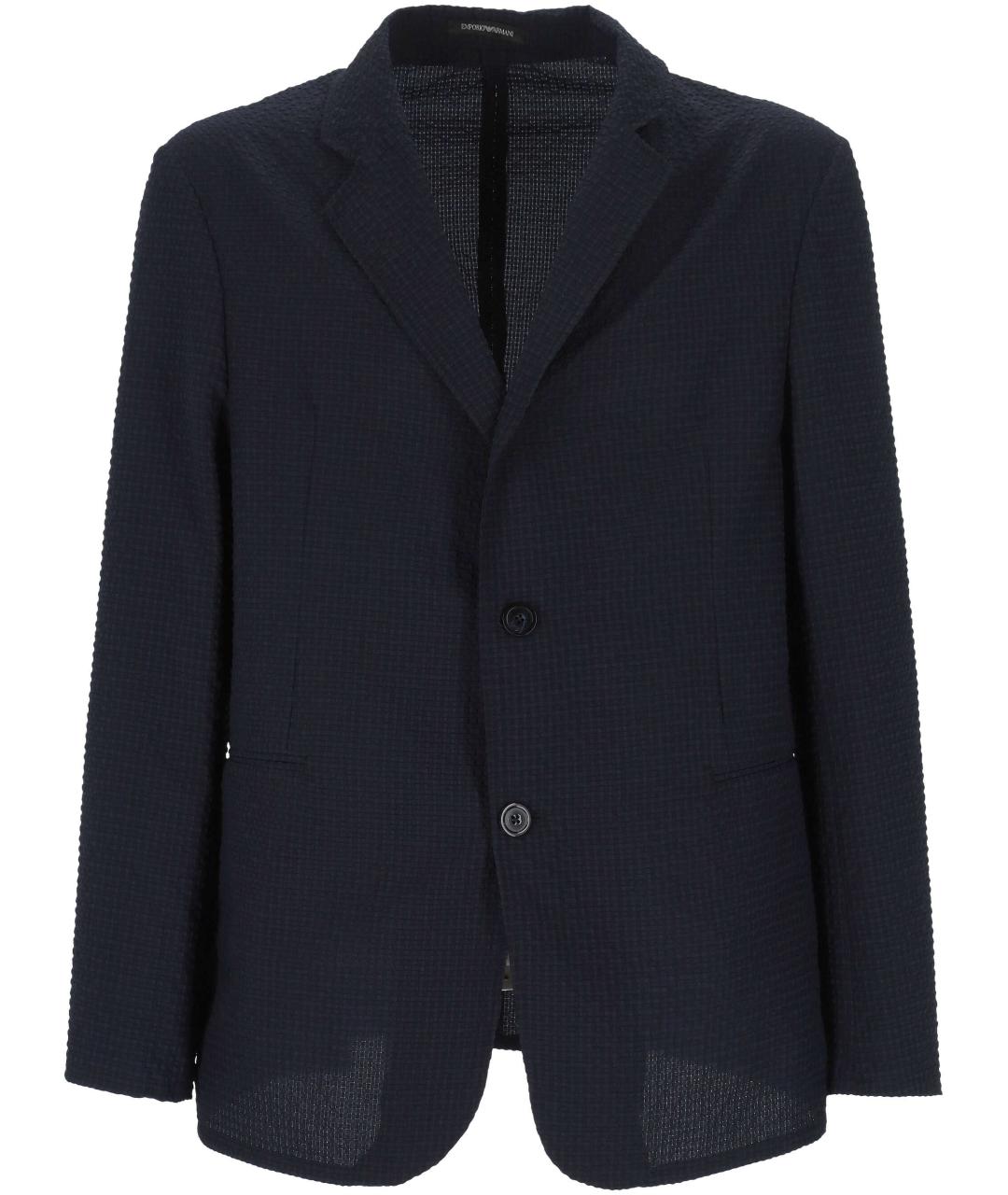 EMPORIO ARMANI Темно-синий полиэстеровый пиджак, фото 1
