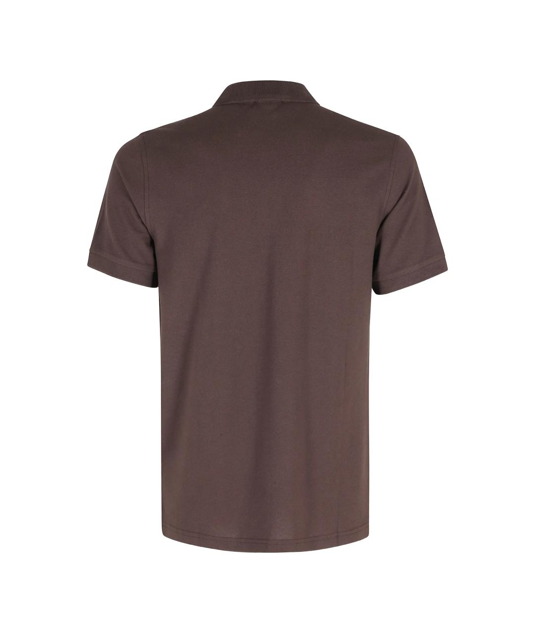 FAY Коричневое хлопковое поло с коротким рукавом, фото 3