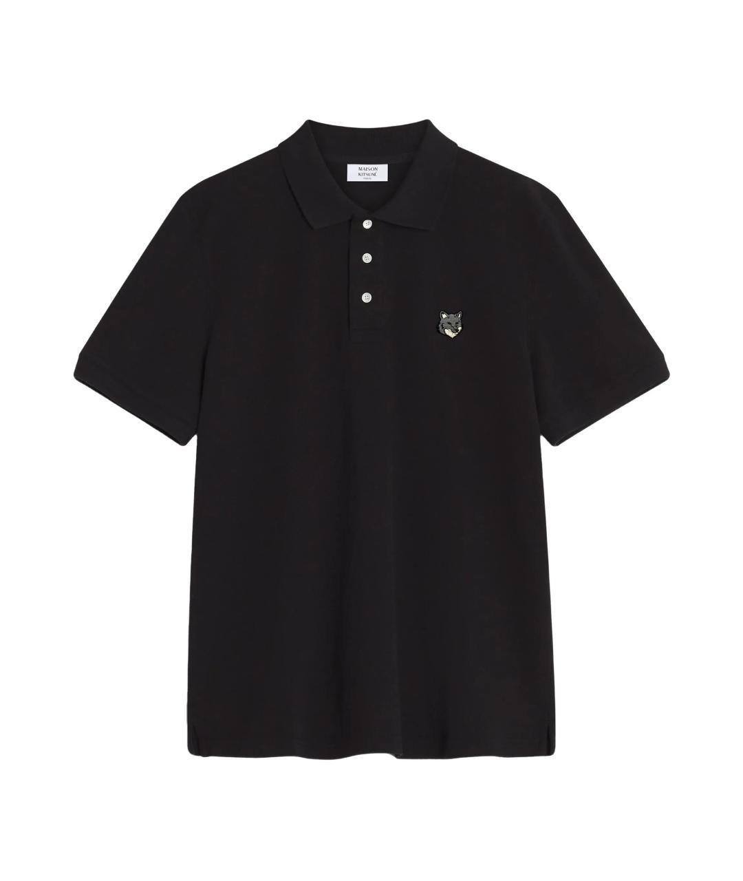 MAISON KITSUNE Черное хлопковое поло с коротким рукавом, фото 1
