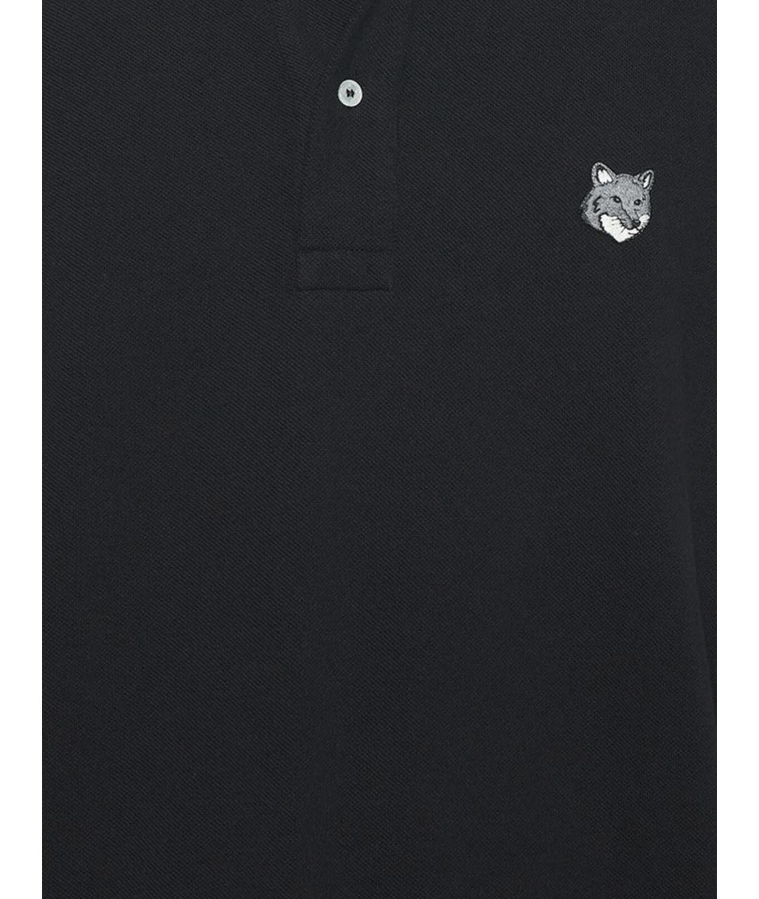 MAISON KITSUNE Черное хлопковое поло с коротким рукавом, фото 2