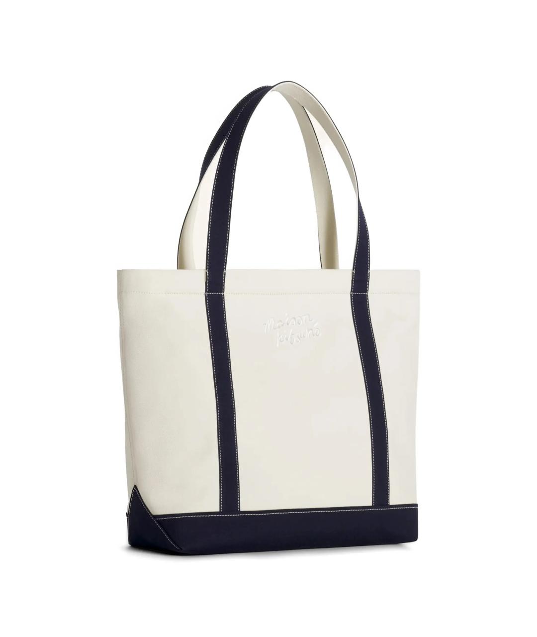 MAISON KITSUNE Белая тканевая сумка тоут, фото 2