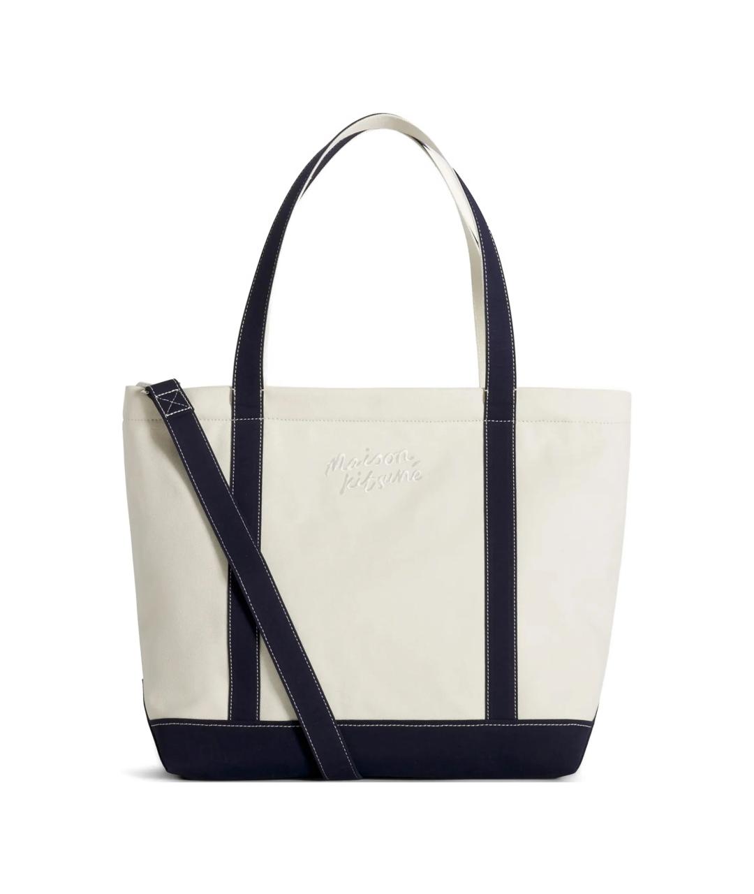 MAISON KITSUNE Белая тканевая сумка тоут, фото 1