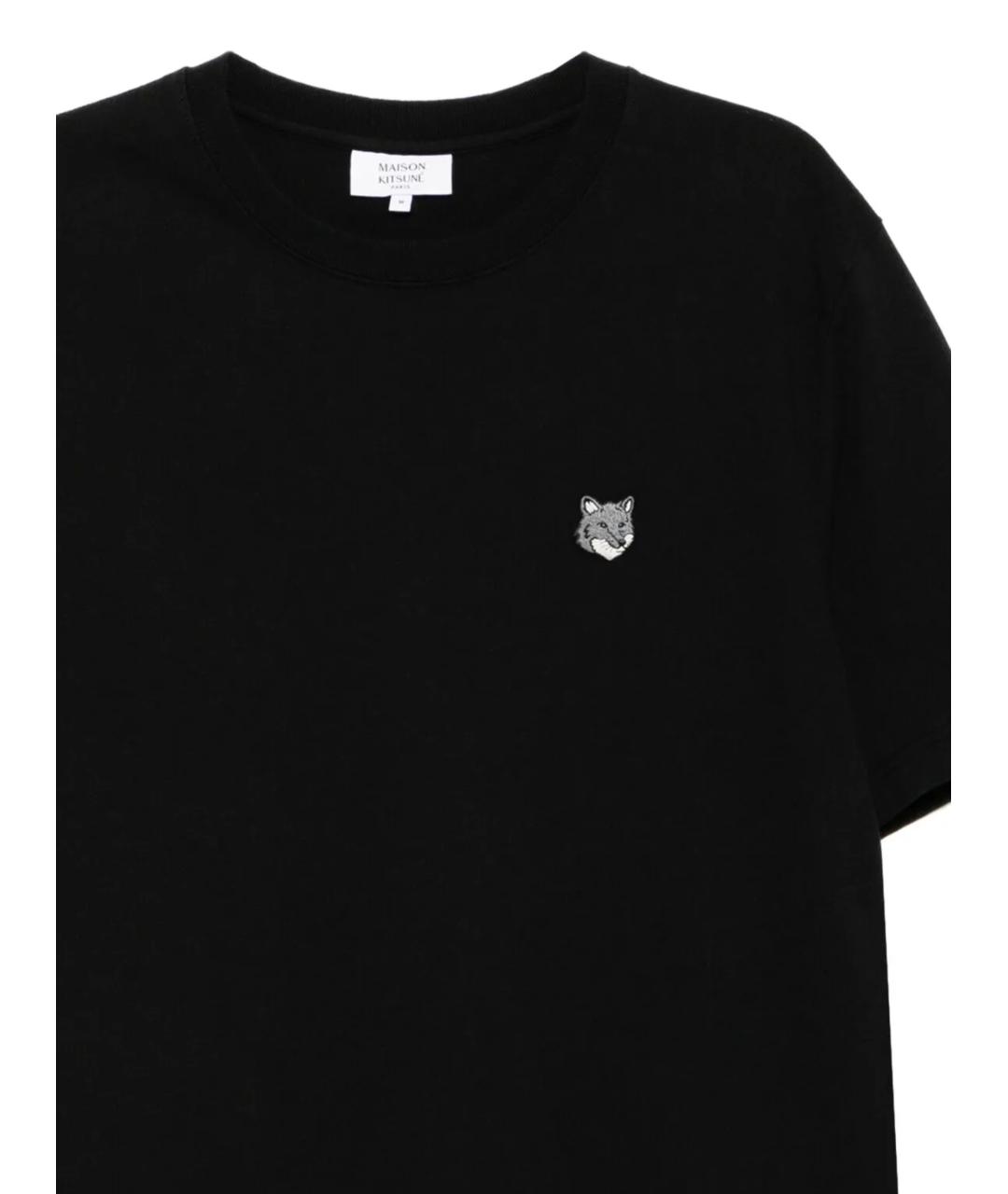 MAISON KITSUNE Черная хлопковая футболка, фото 2