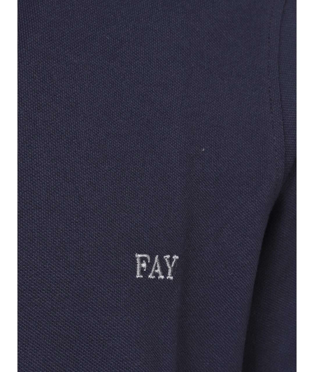 FAY Темно-синее хлопковое поло с коротким рукавом, фото 2