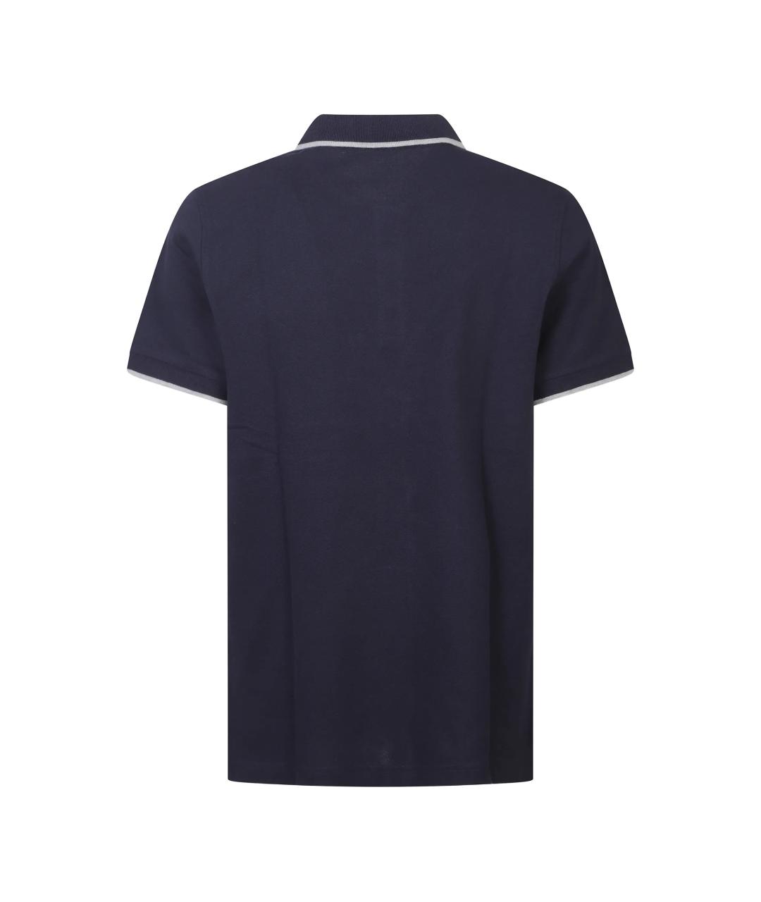 FAY Темно-синее хлопковое поло с коротким рукавом, фото 3
