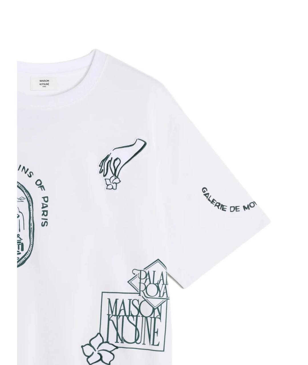MAISON KITSUNE Белая хлопковая футболка, фото 2