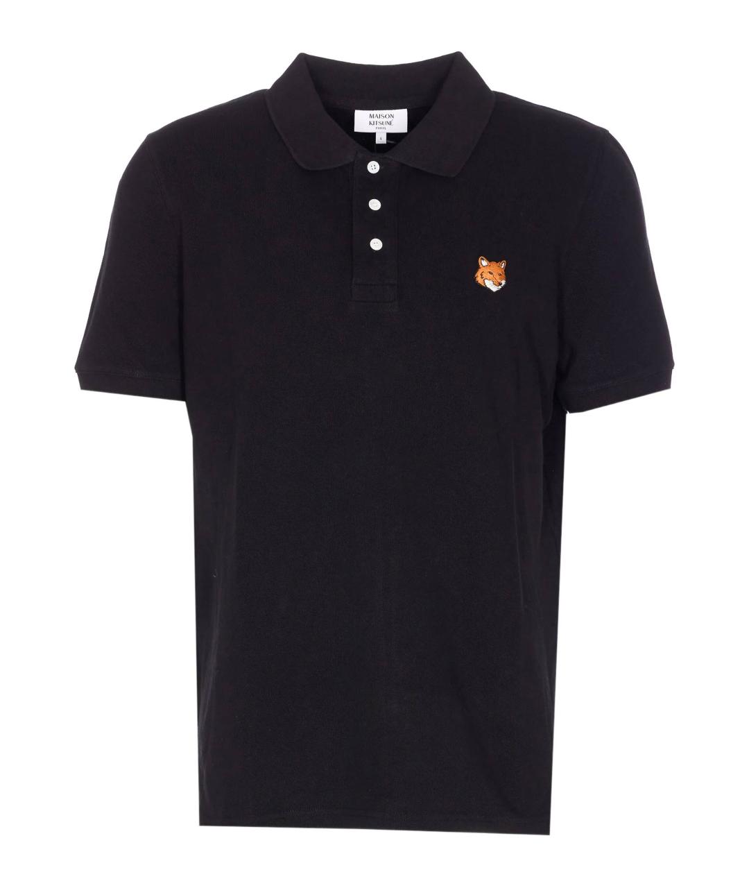 MAISON KITSUNE Черное хлопковое поло с коротким рукавом, фото 1