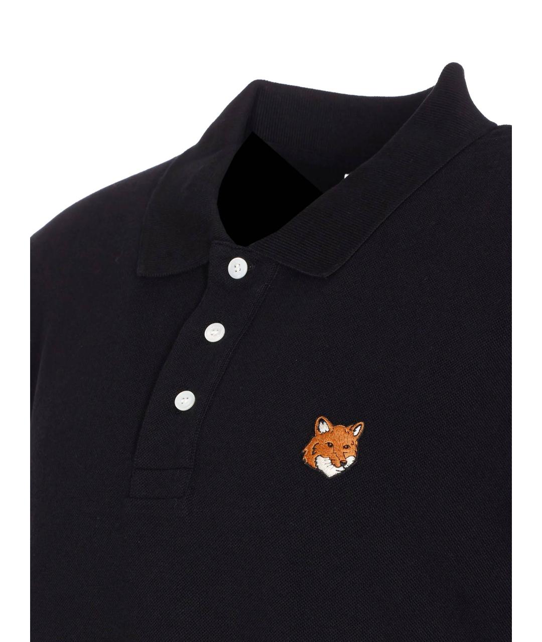 MAISON KITSUNE Черное хлопковое поло с коротким рукавом, фото 2