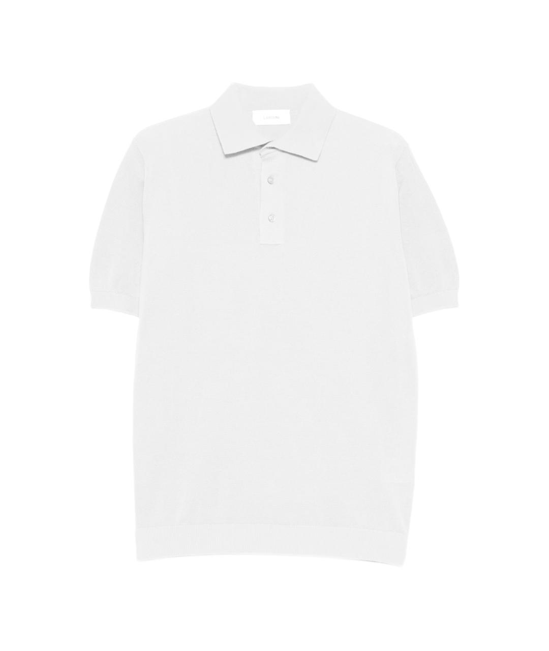 LARDINI Белое хлопковое поло с коротким рукавом, фото 1