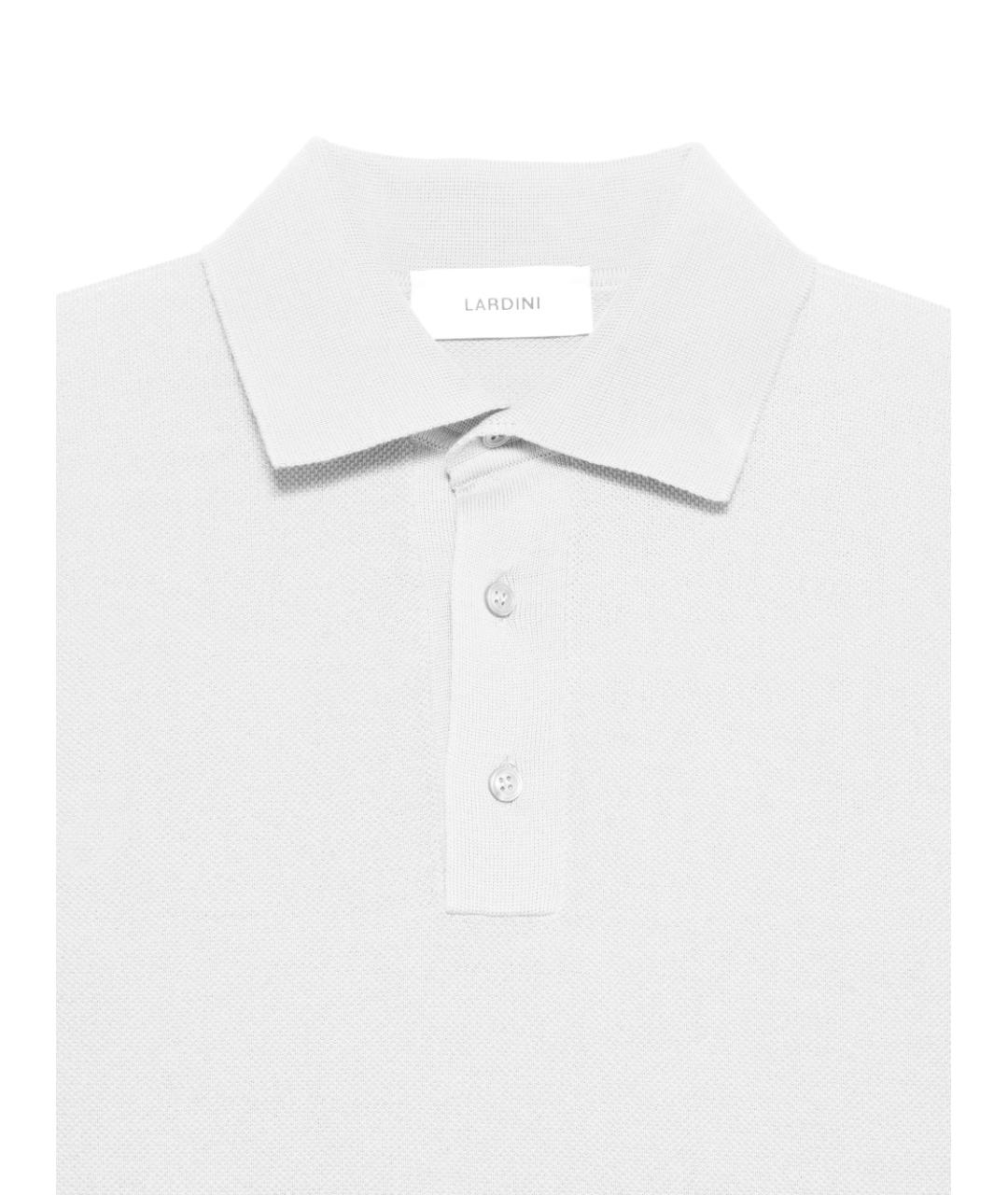 LARDINI Белое хлопковое поло с коротким рукавом, фото 2