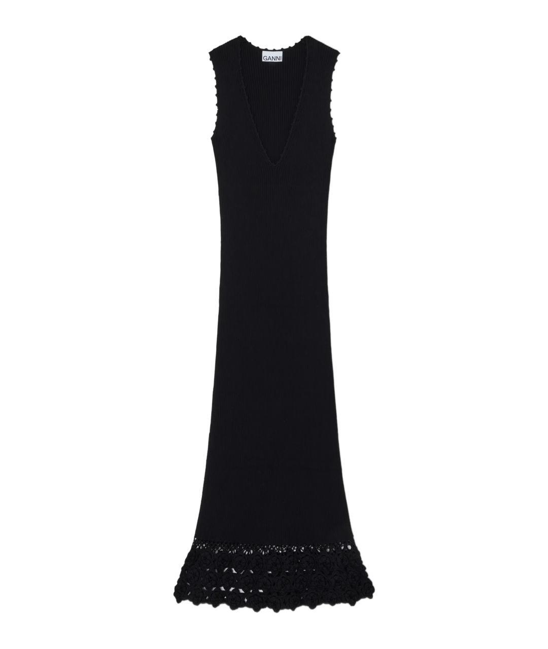GANNI Черное хлопковое повседневное платье, фото 3