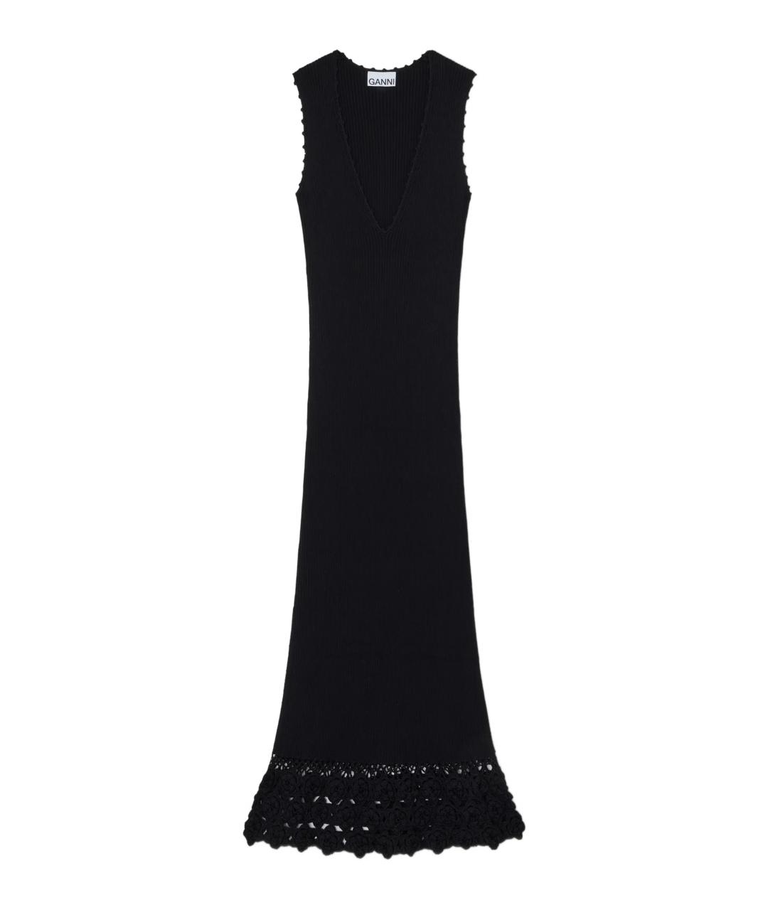 GANNI Черное хлопковое повседневное платье, фото 1