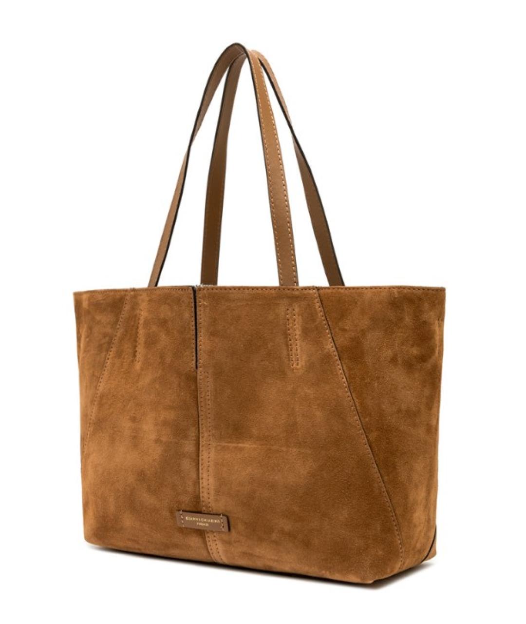 Gianni Chiarini Коричневая замшевая сумка тоут, фото 3