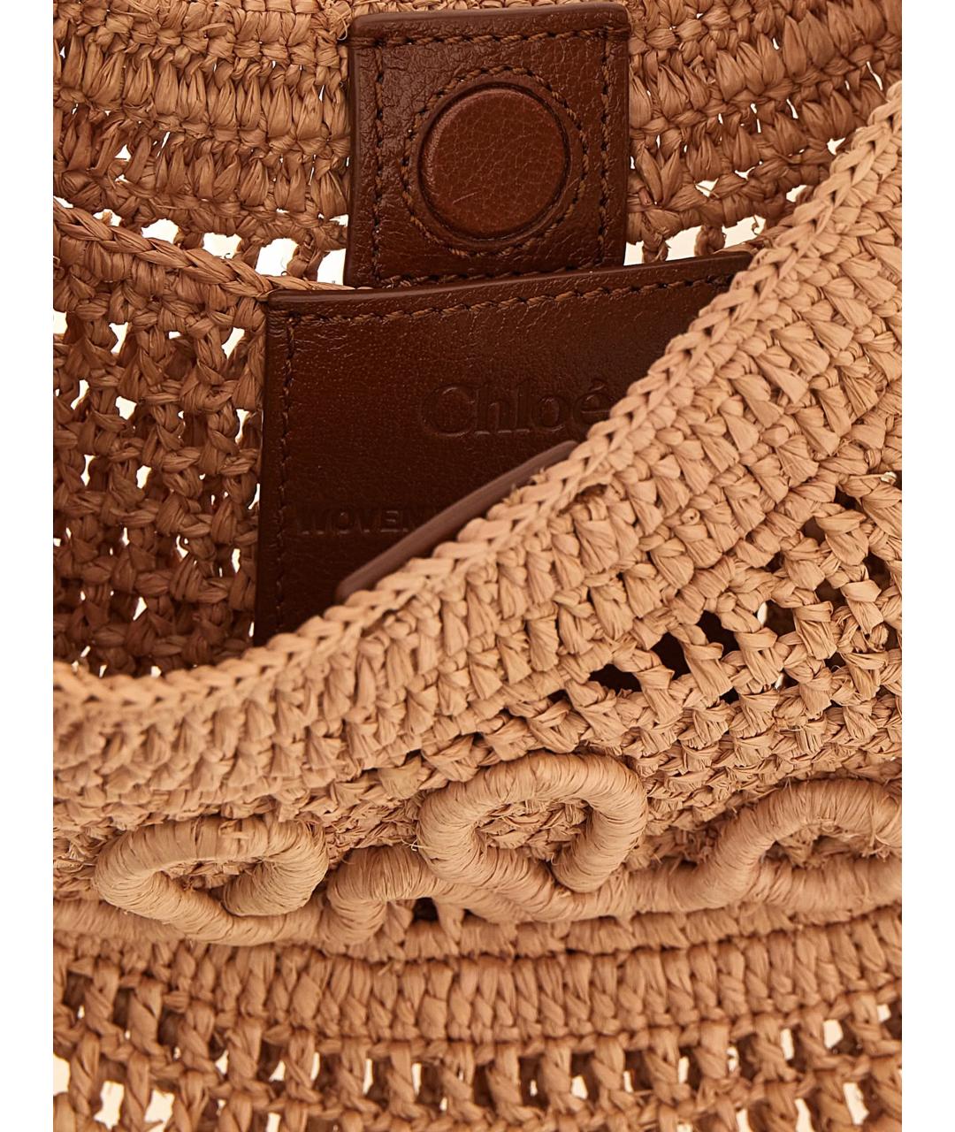 CHLOE Коричневая пелетеная сумка с короткими ручками, фото 4