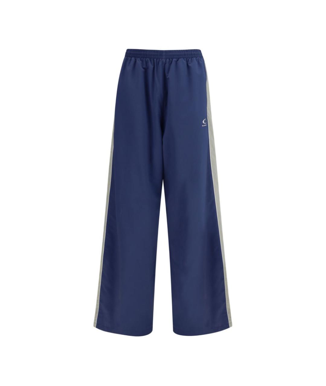 BALENCIAGA Синие полиэстеровые повседневные брюки, фото 1