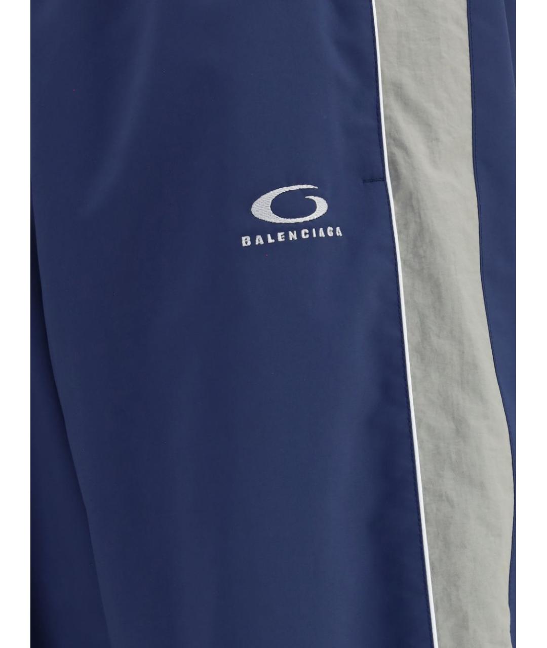 BALENCIAGA Синие полиэстеровые повседневные брюки, фото 2