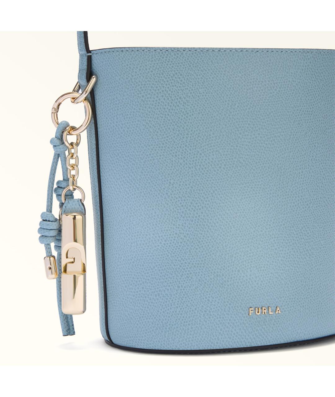 FURLA Голубая кожаная сумка через плечо, фото 3