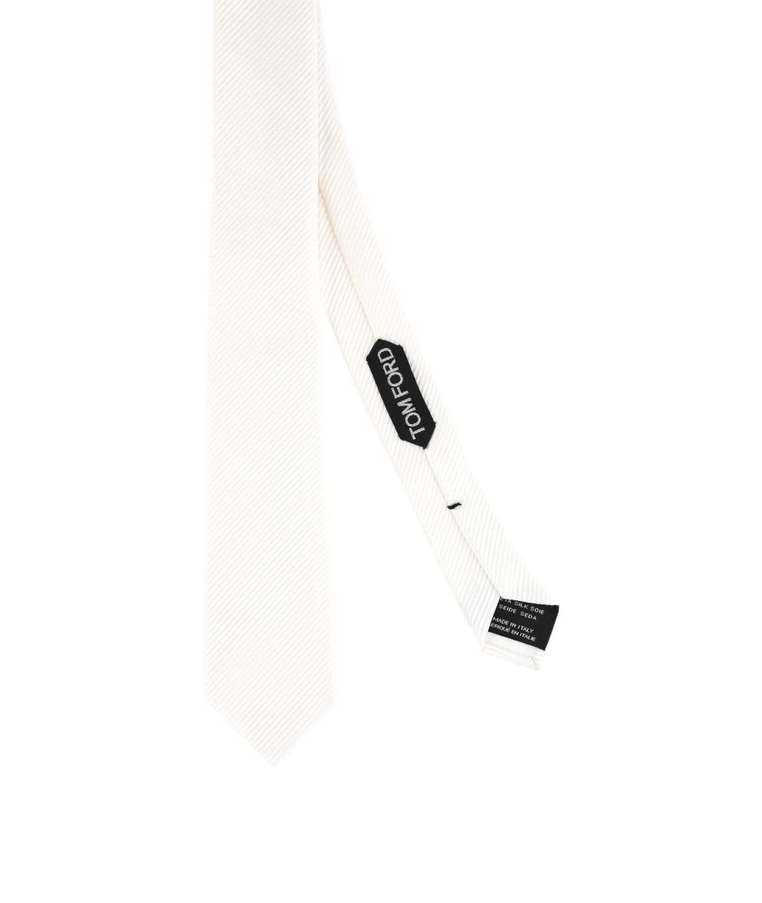 TOM FORD Белый шелковый галстук, фото 1