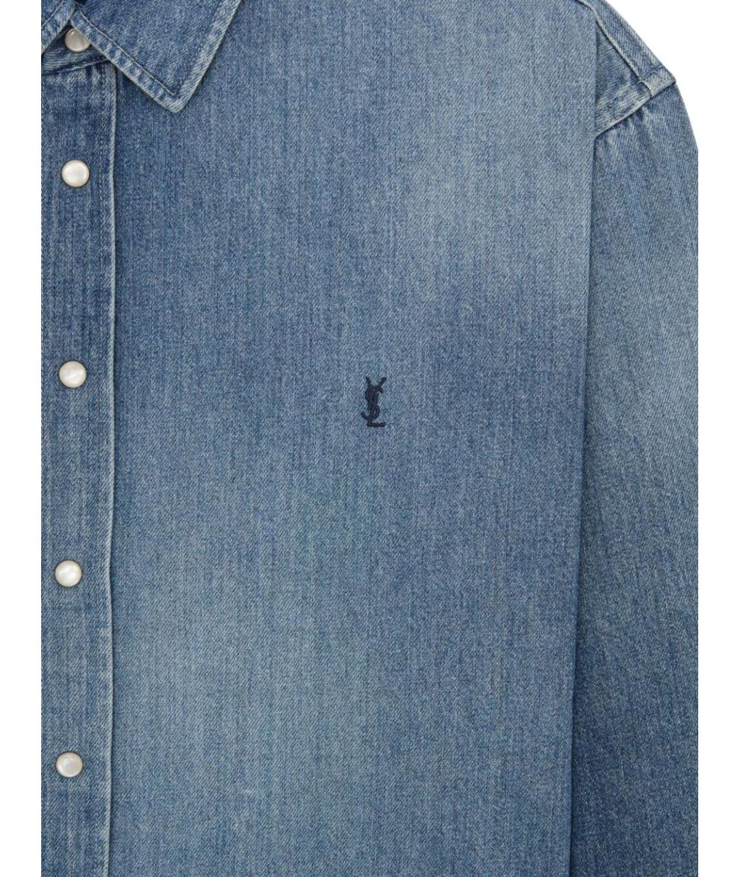 SAINT LAURENT Синяя хлопковая кэжуал рубашка, фото 2