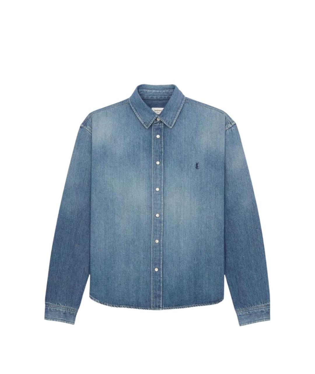 SAINT LAURENT Синяя хлопковая кэжуал рубашка, фото 1