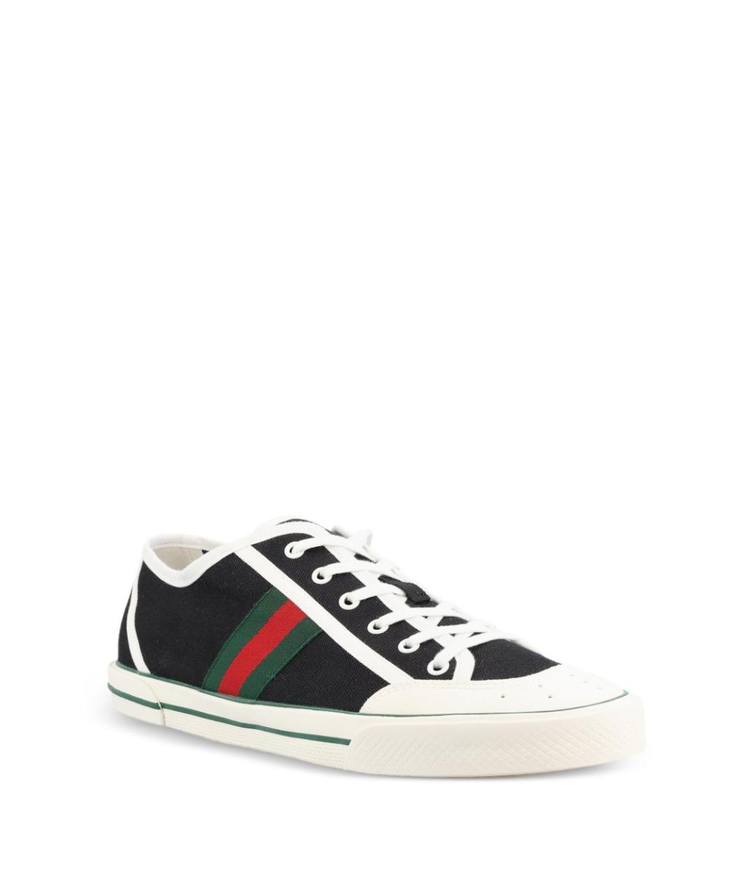 GUCCI Черные текстильные низкие кроссовки / кеды, фото 2