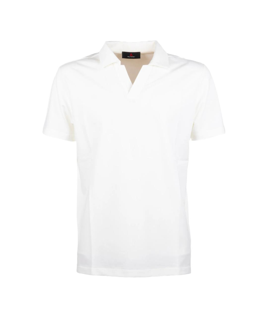 PEUTEREY Белое хлопковое поло с коротким рукавом, фото 1