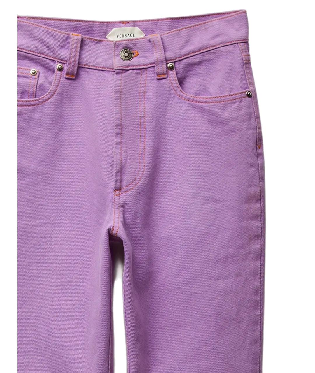 VERSACE Фиолетовые хлопковые прямые джинсы, фото 2