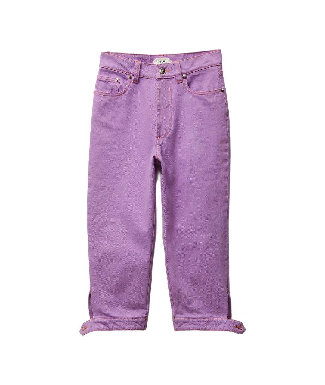VERSACE Фиолетовые хлопковые прямые джинсы, фото 1