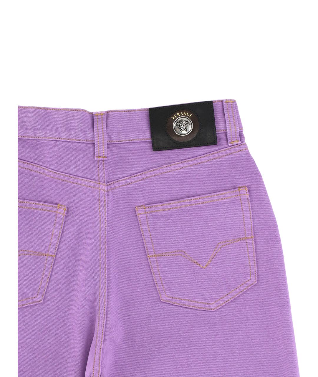 VERSACE Фиолетовые хлопковые прямые джинсы, фото 3