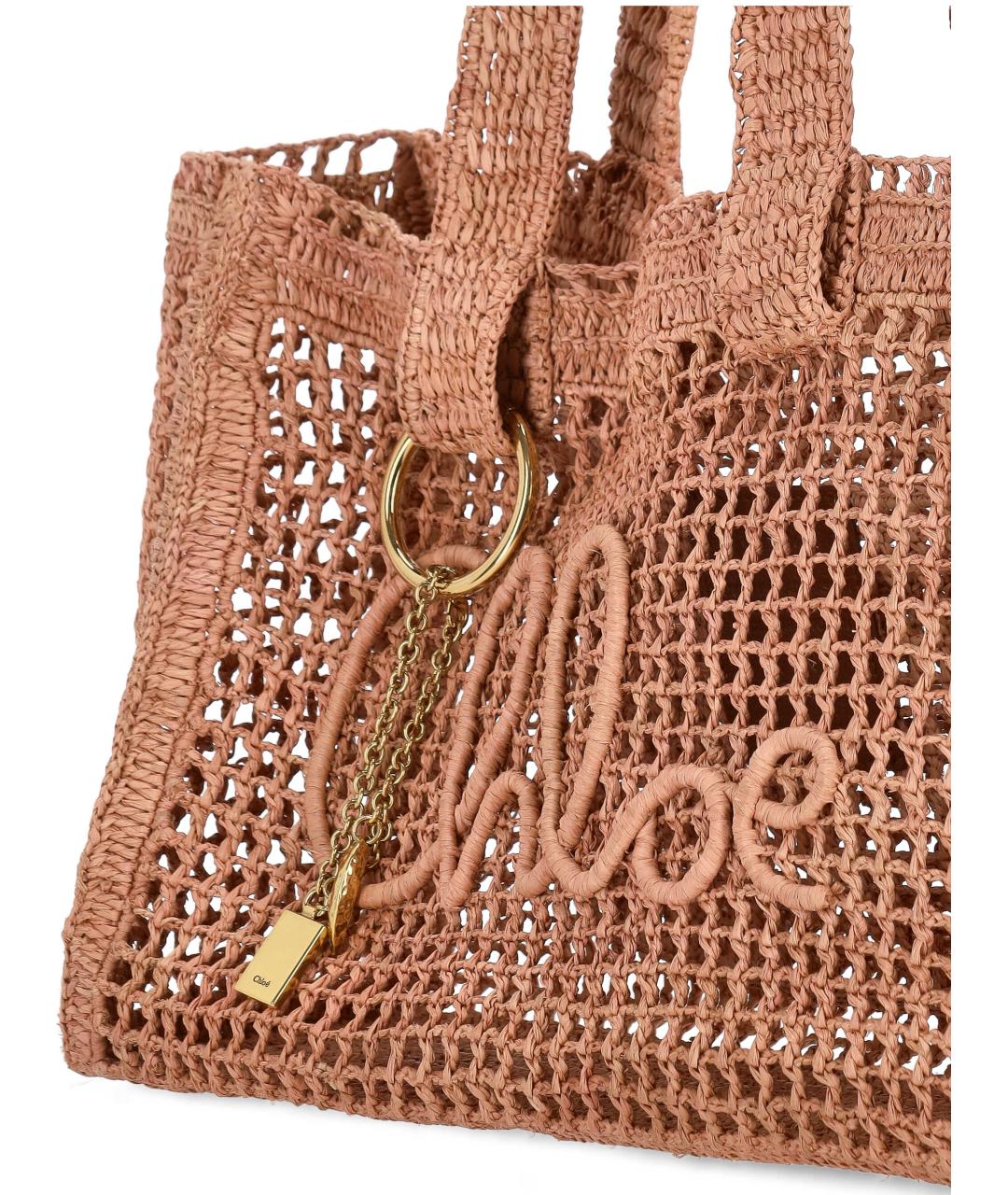 CHLOE Розовая пелетеная сумка тоут, фото 4