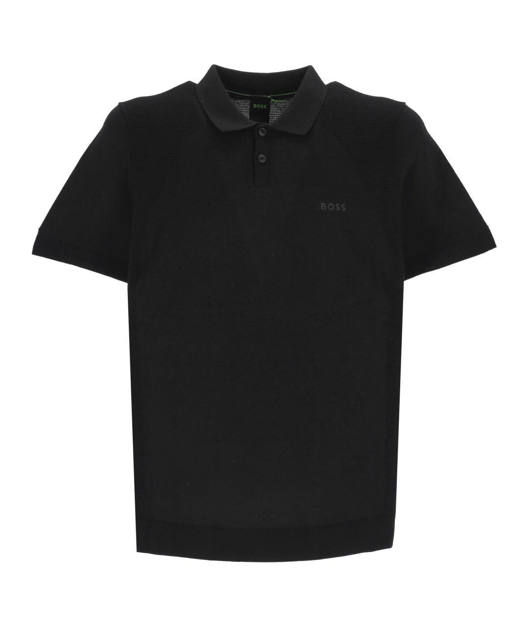 HUGO BOSS Черное хлопковое поло с коротким рукавом, фото 1