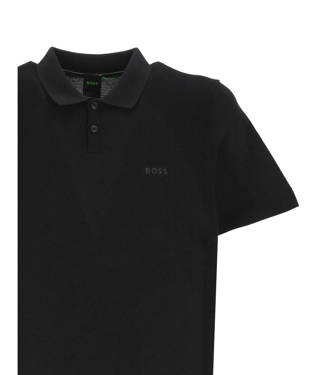 HUGO BOSS Черное хлопковое поло с коротким рукавом, фото 2