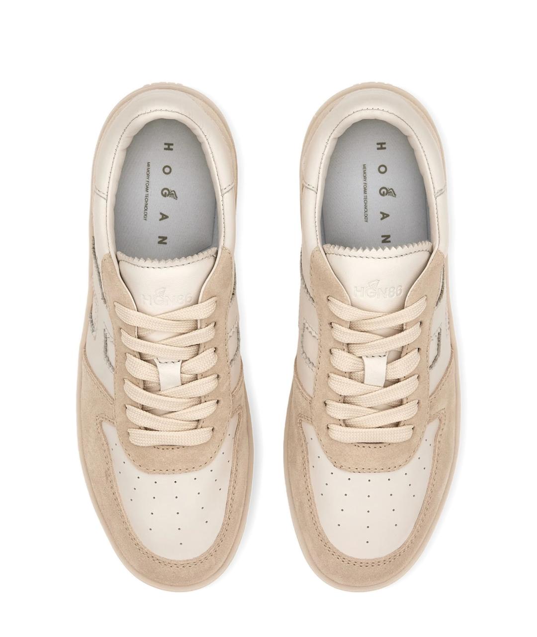 HOGAN Бежевые кожаные кеды, фото 5