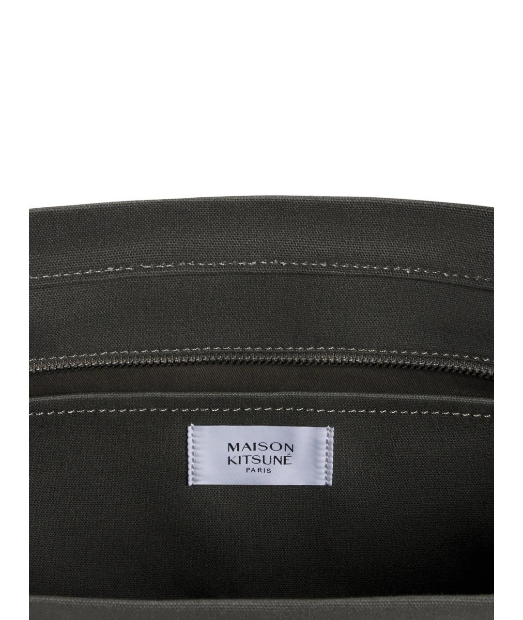 MAISON KITSUNE Серая хлопковая сумка тоут, фото 3