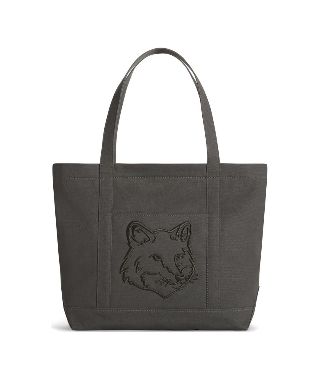 MAISON KITSUNE Серая хлопковая сумка тоут, фото 1