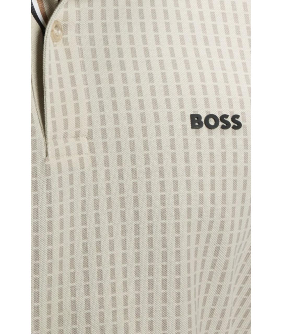 HUGO BOSS Бежевое хлопковое поло с коротким рукавом, фото 2