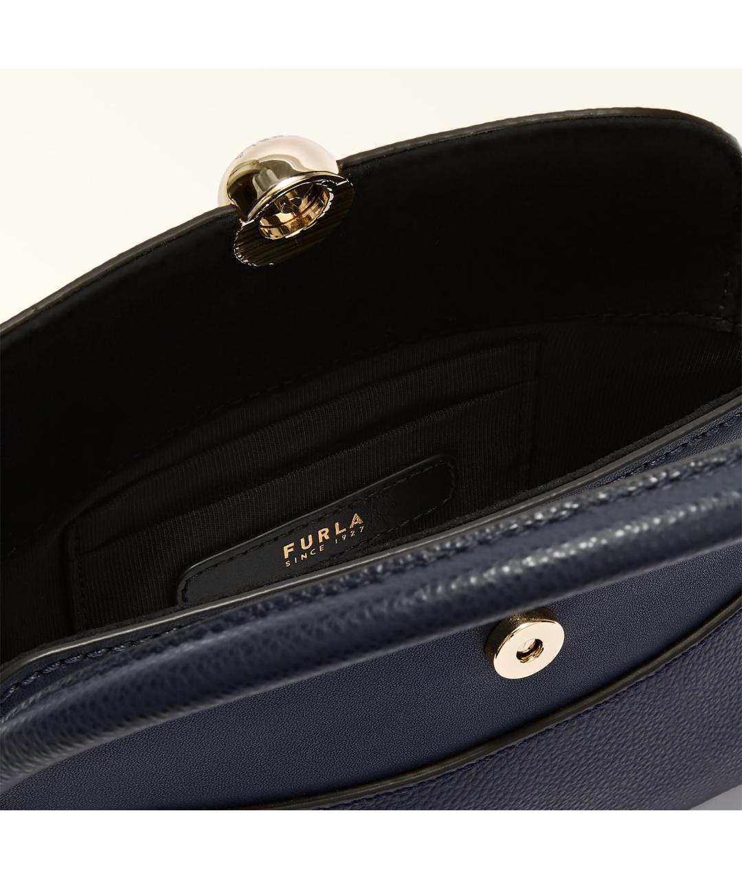 FURLA Синяя кожаная сумка с короткими ручками, фото 4