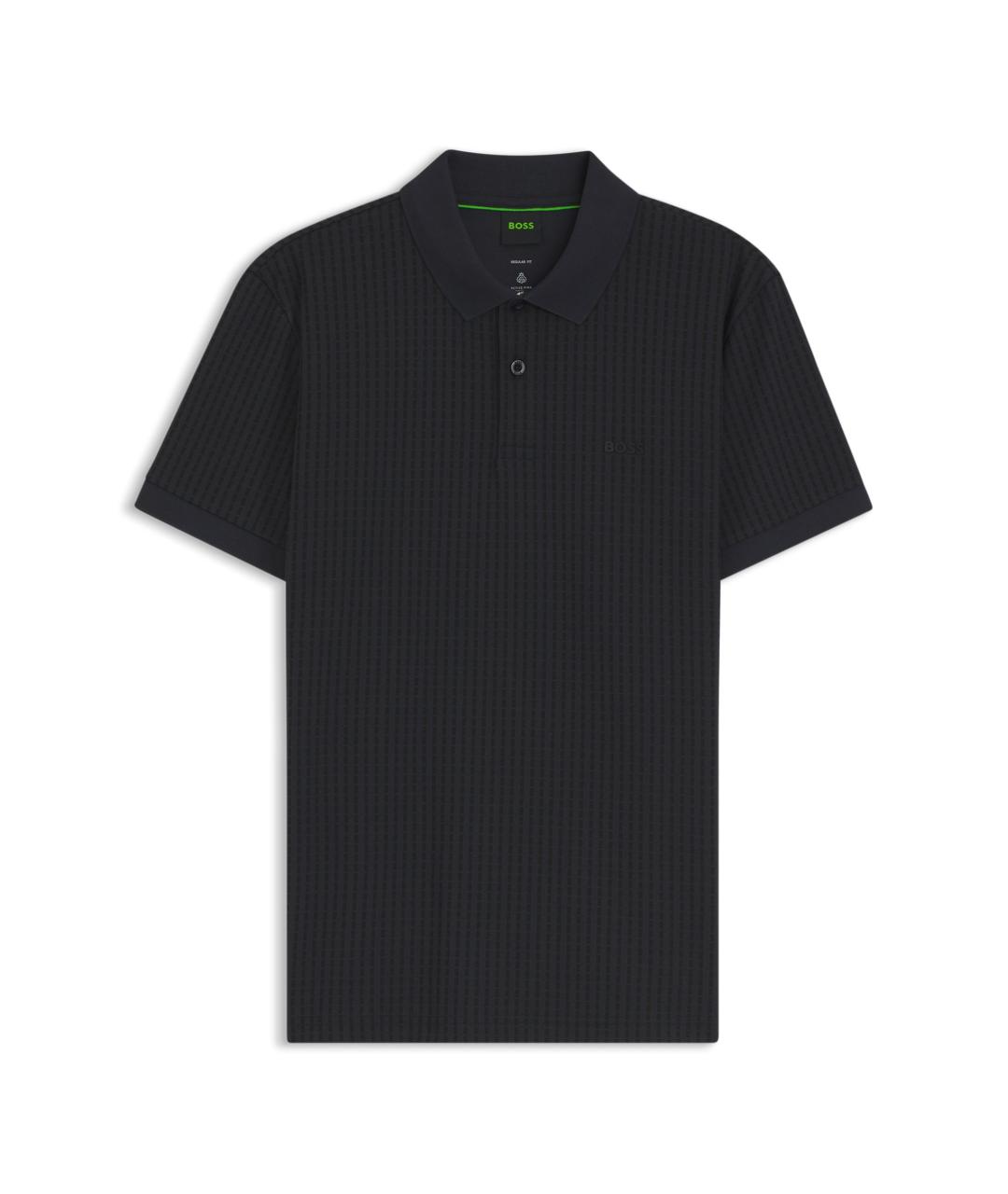 HUGO BOSS Черное хлопковое поло с коротким рукавом, фото 1