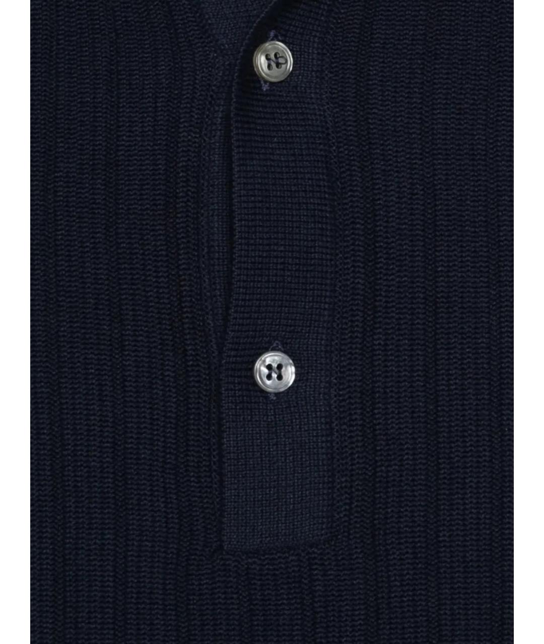 LARDINI Черное хлопковое поло с длинным рукавом, фото 2