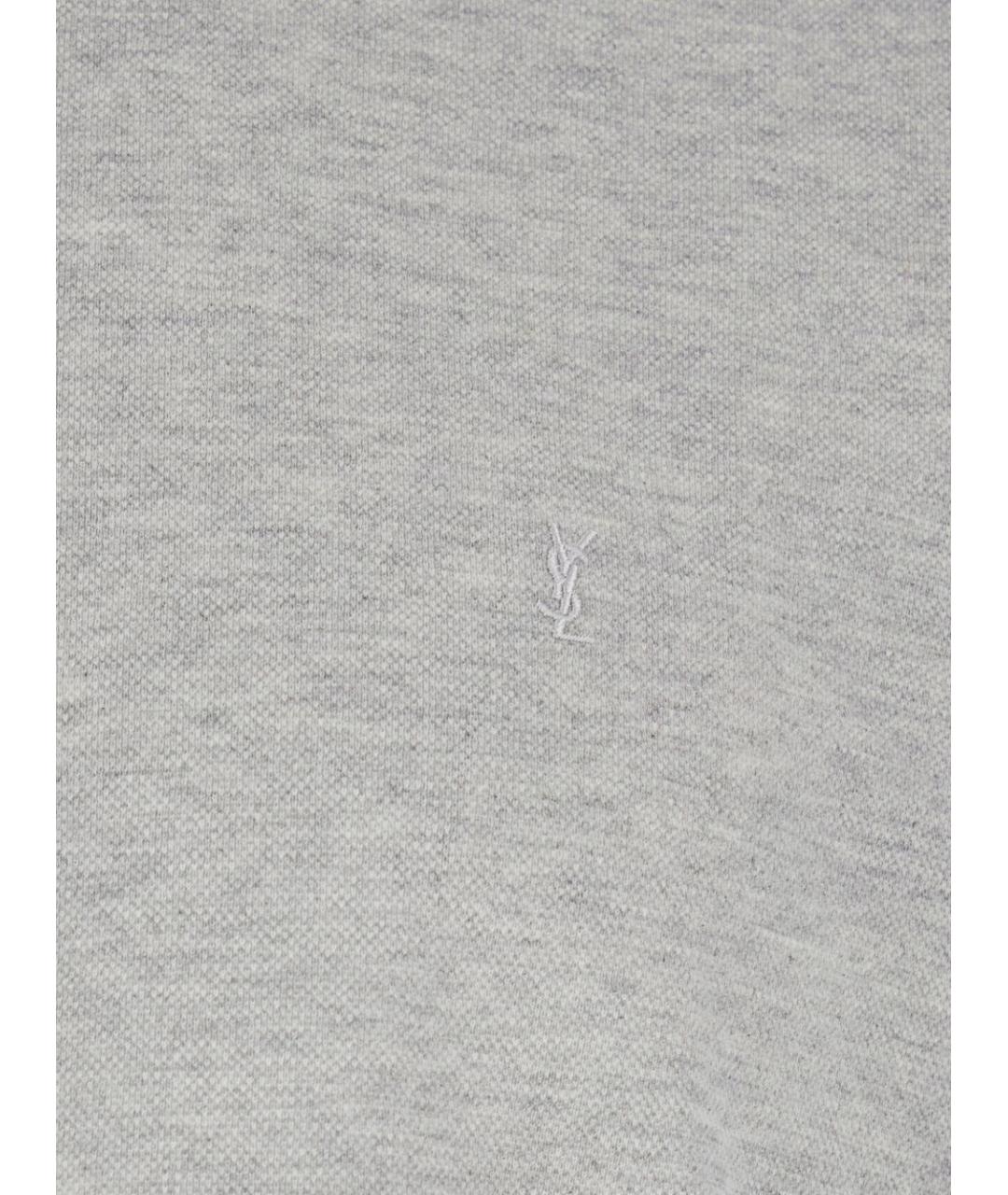 SAINT LAURENT Серая хлопковая футболка, фото 2