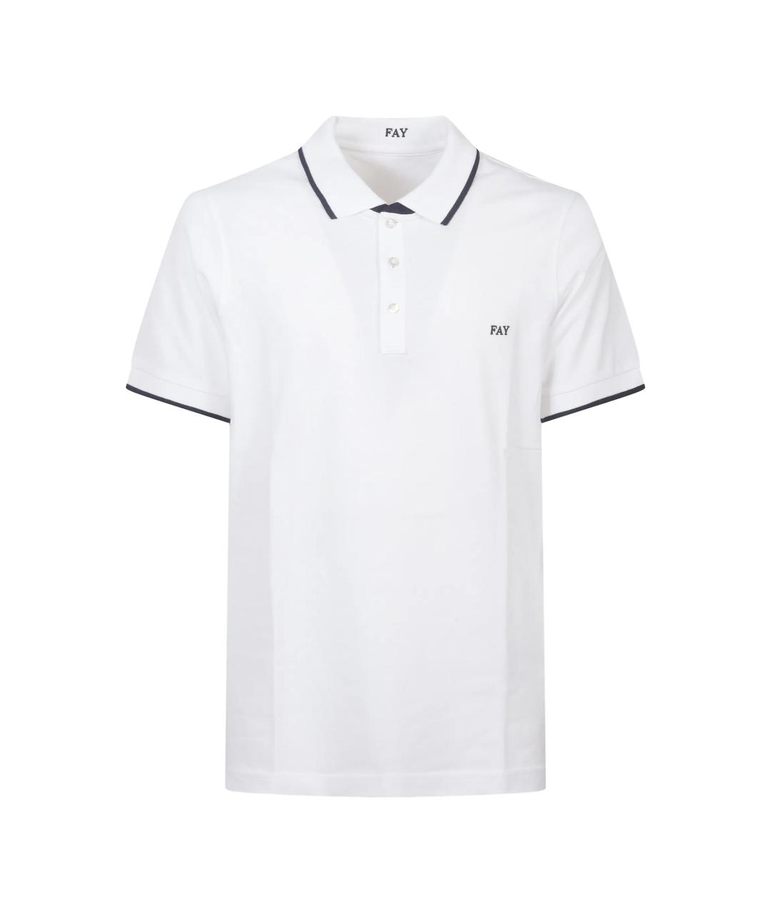 FAY Белое хлопковое поло с коротким рукавом, фото 1