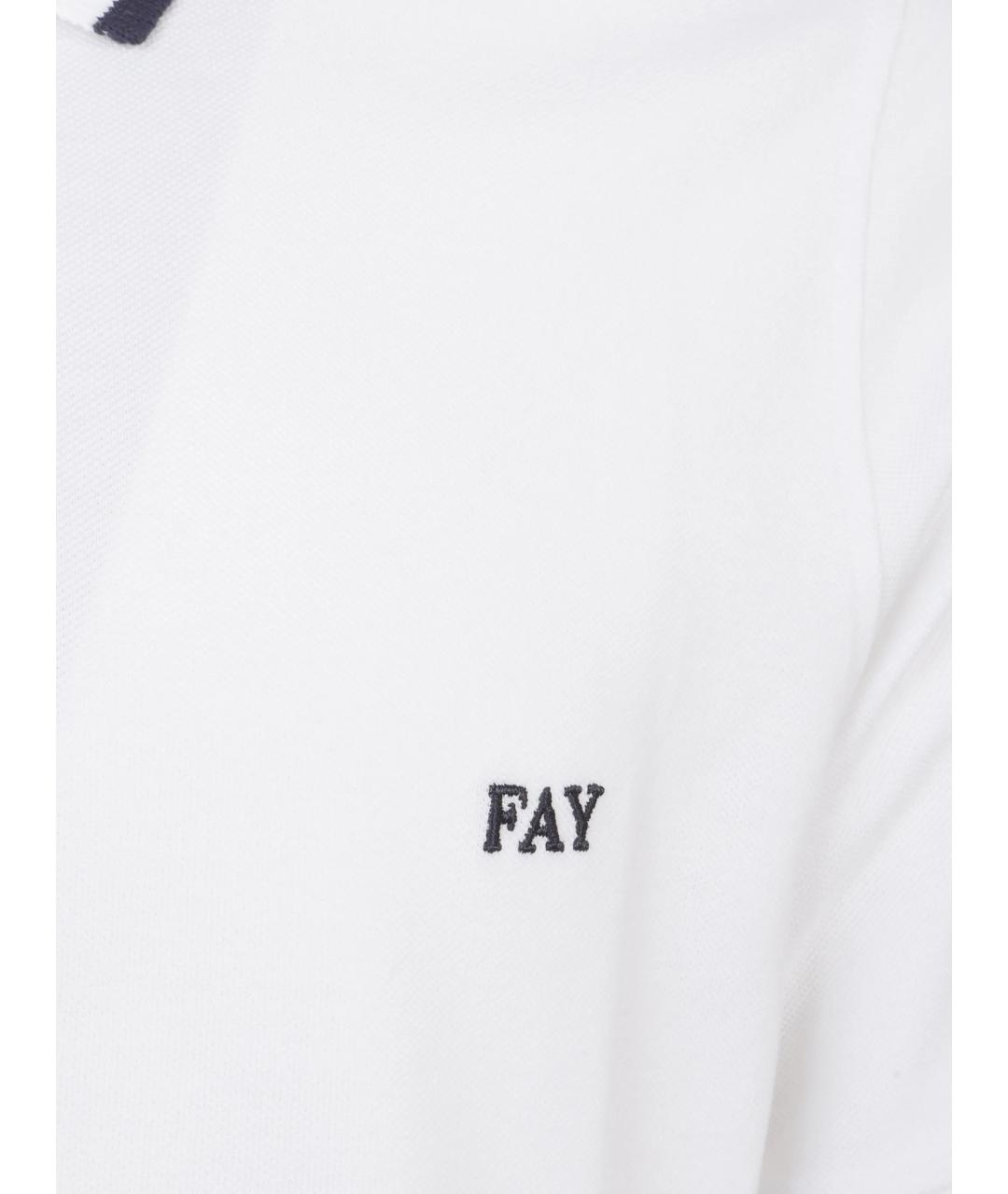 FAY Белое хлопковое поло с коротким рукавом, фото 2