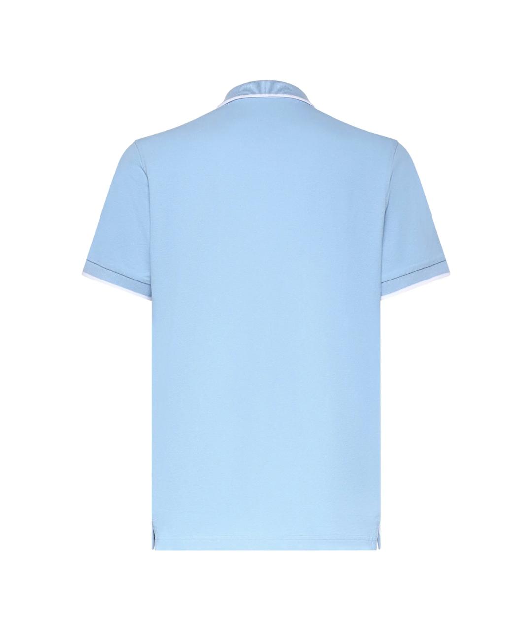 FAY Голубое хлопковое поло с коротким рукавом, фото 3