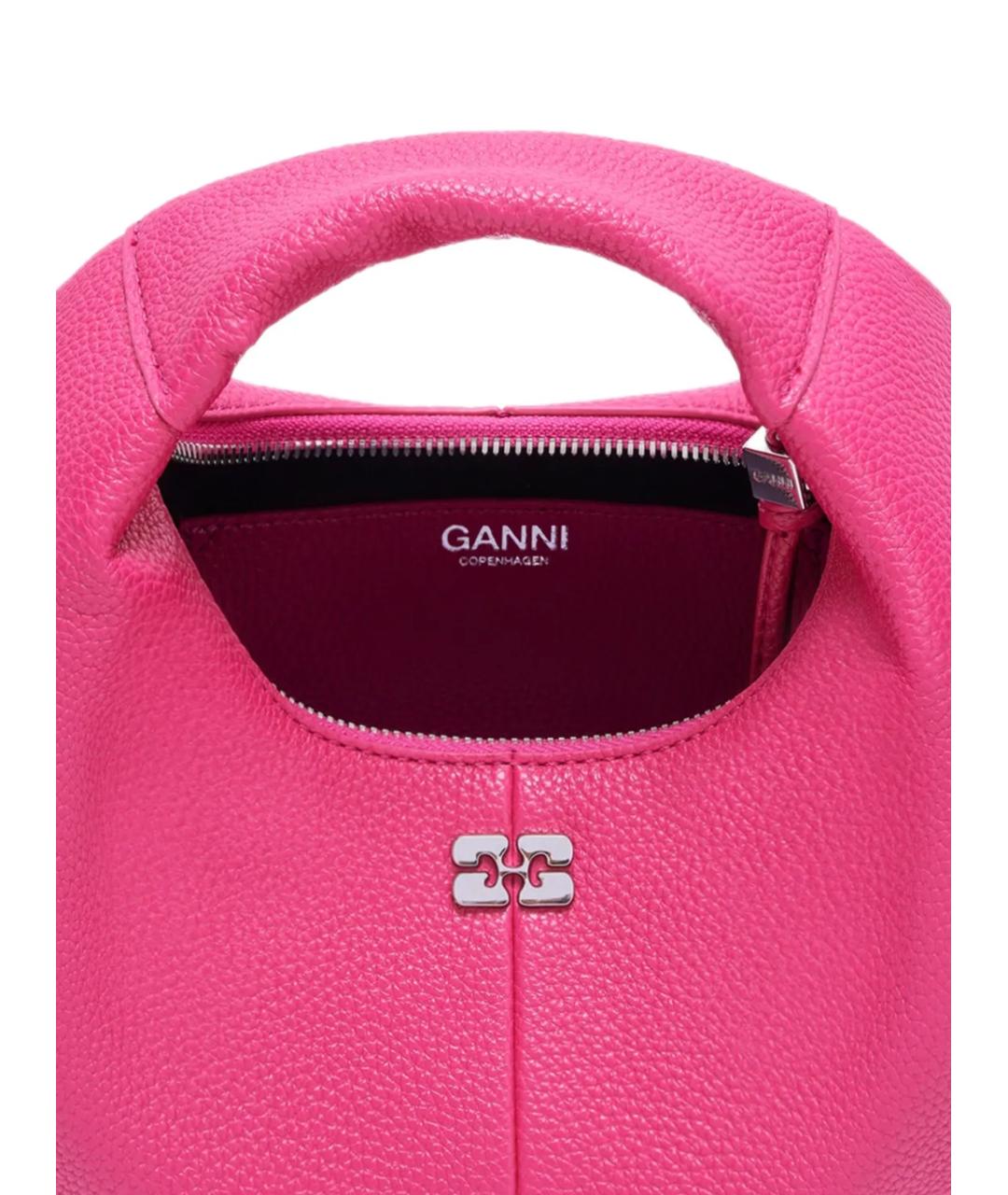 GANNI Фуксия сумка с короткими ручками из искусственной кожи, фото 4